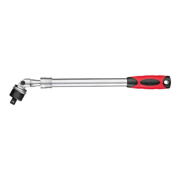 Gedore red Gelenk-Teleskopknarre, Umschaltbar,  Um 180° schwenkbarer Knarrenkopf, 1/2 Zoll, Ergonomischer 2K-Griff, Stahlrohr, Rot/Schwarz