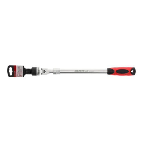 Gedore red Gelenk-Teleskopknarre, Umschaltbar,  Um 180° schwenkbarer Knarrenkopf, 1/2 Zoll, Ergonomischer 2K-Griff, Stahlrohr, Rot/Schwarz