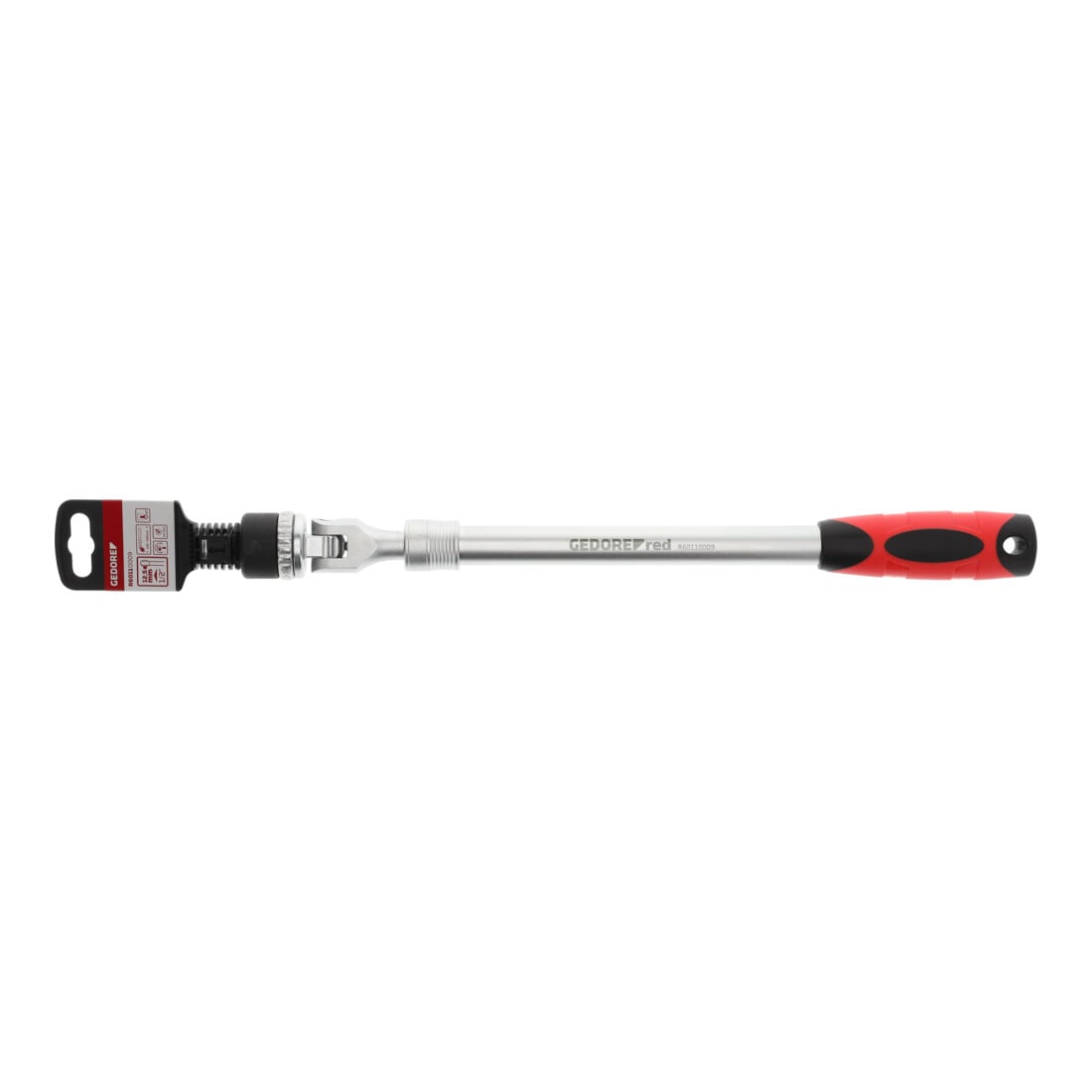 Gedore red Gelenk-Teleskopknarre, Umschaltbar,  Um 180° schwenkbarer Knarrenkopf, 1/2 Zoll, Ergonomischer 2K-Griff, Stahlrohr, Rot/Schwarz