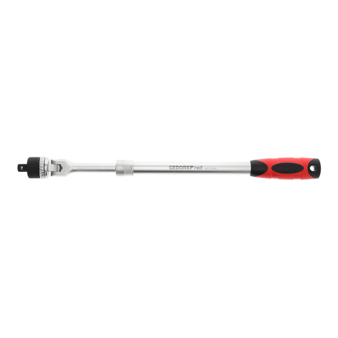 Gedore red Gelenk-Teleskopknarre, Umschaltbar,  Um 180° schwenkbarer Knarrenkopf, 1/2 Zoll, Ergonomischer 2K-Griff, Stahlrohr, Rot/Schwarz