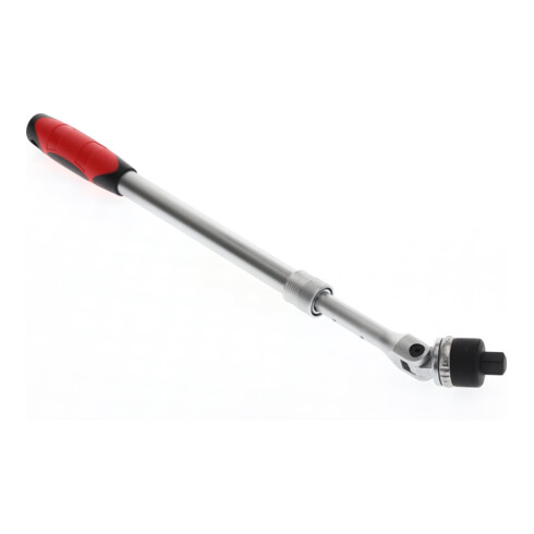 Gedore red Gelenk-Teleskopknarre, Umschaltbar,  Um 180° schwenkbarer Knarrenkopf, 1/2 Zoll, Ergonomischer 2K-Griff, Stahlrohr, Rot/Schwarz