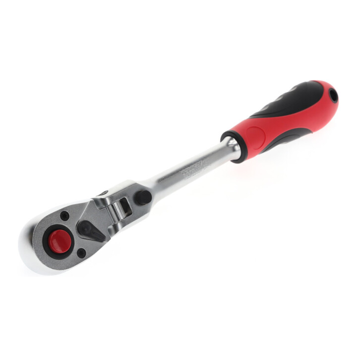 Gedore red Gelenk-Umschaltknarre mit ergonomischem 2K-Griff, Druckknopfauslösung, Feinverzahnung mit 72 Zähnen, 1/2 Zoll, Stahlrohr, Rot/Schwarz