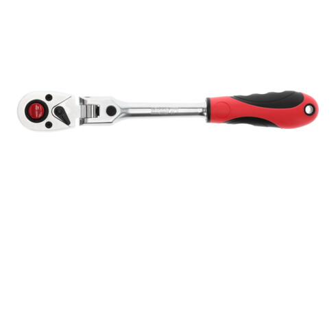 Gedore red Gelenk-Umschaltknarre mit ergonomischem 2K-Griff, Druckknopfauslösung, Feinverzahnung mit 72 Zähnen, 1/2 Zoll, Stahlrohr, Rot/Schwarz