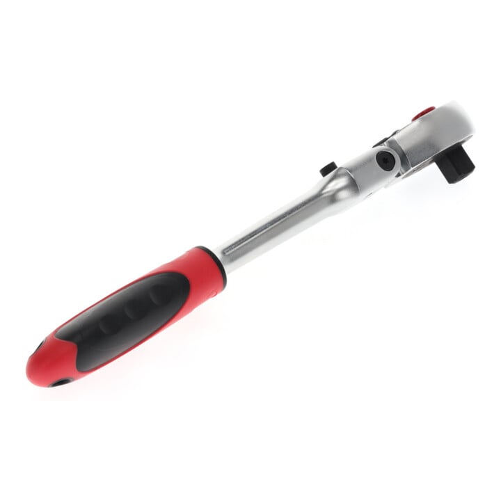 Gedore red Gelenk-Umschaltknarre mit ergonomischem 2K-Griff, Druckknopfauslösung, Feinverzahnung mit 72 Zähnen, 1/2 Zoll, Stahlrohr, Rot/Schwarz