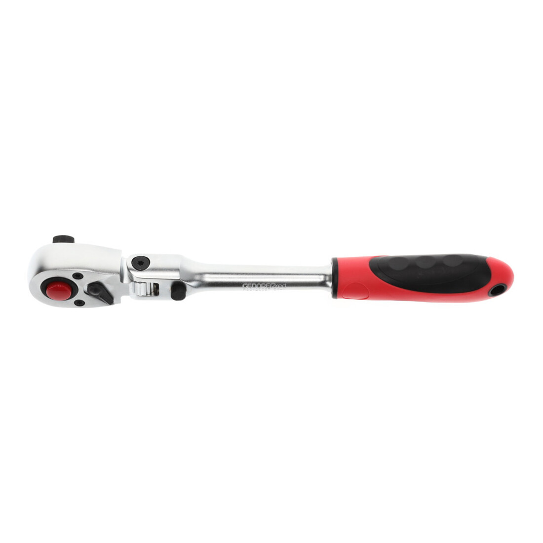 Gedore red Gelenk-Umschaltknarre mit ergonomischem 2K-Griff, Druckknopfauslösung, Feinverzahnung mit 72 Zähnen, 1/2 Zoll, Stahlrohr, Rot/Schwarz