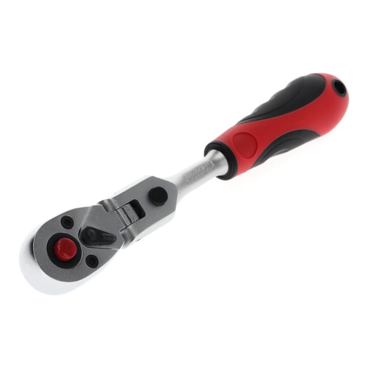 Gedore red Gelenk-Umschaltknarre mit ergonomischem 2K-Griff, Druckknopfauslösung, Feinverzahnung mit 72 Zähnen, 1/4 Zoll, Stahlrohr, Rot/Schwarz