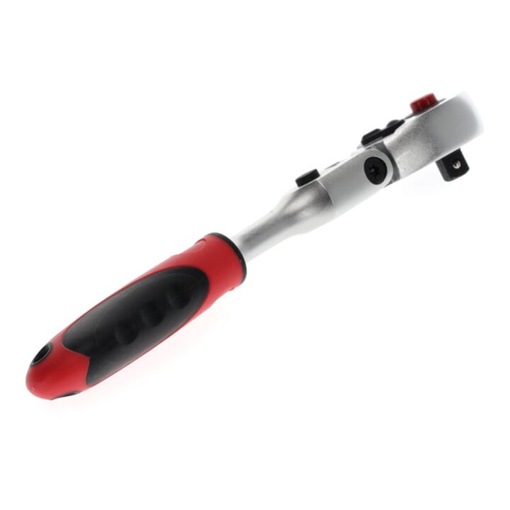 Gedore red Gelenk-Umschaltknarre mit ergonomischem 2K-Griff, Druckknopfauslösung, Feinverzahnung mit 72 Zähnen, 1/4 Zoll, Stahlrohr, Rot/Schwarz