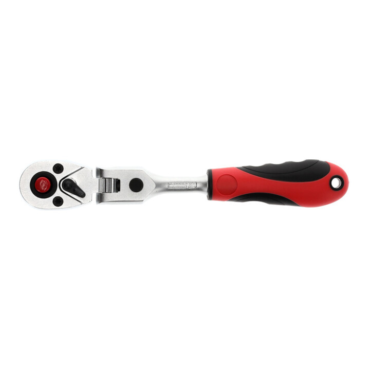 Gedore red Gelenk-Umschaltknarre mit ergonomischem 2K-Griff, Druckknopfauslösung, Feinverzahnung mit 72 Zähnen, 1/4 Zoll, Stahlrohr, Rot/Schwarz