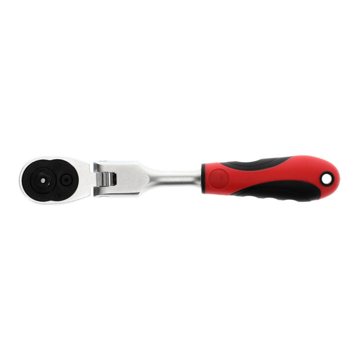 Gedore red Gelenk-Umschaltknarre mit ergonomischem 2K-Griff, Druckknopfauslösung, Feinverzahnung mit 72 Zähnen, 1/4 Zoll, Stahlrohr, Rot/Schwarz