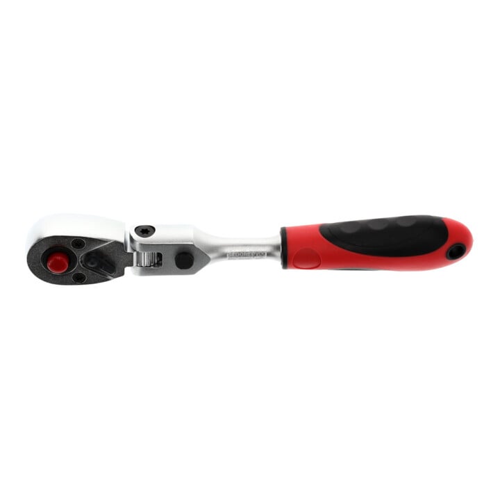 Gedore red Gelenk-Umschaltknarre mit ergonomischem 2K-Griff, Druckknopfauslösung, Feinverzahnung mit 72 Zähnen, 1/4 Zoll, Stahlrohr, Rot/Schwarz