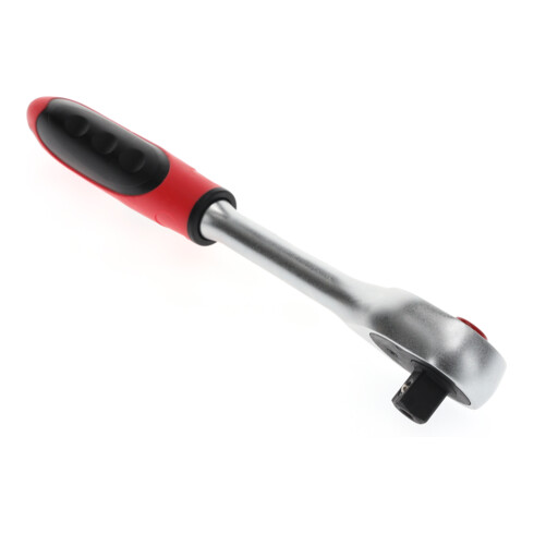 Gedore red Hebel-Umschaltknarre mit ergonomischem 2K-Griff, Druckknopfauslösung, Feinverzahnung mit 72 Zähnen, 1/2 Zoll, Stahlrohr, Rot/Schwarz