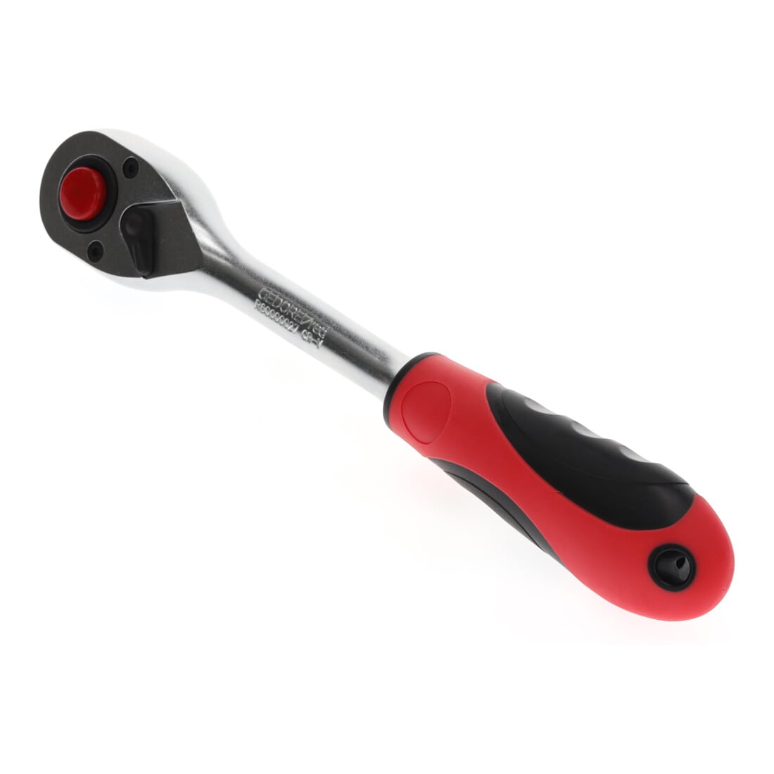 Gedore red Hebel-Umschaltknarre mit ergonomischem 2K-Griff, Druckknopfauslösung, Feinverzahnung mit 72 Zähnen, 1/2 Zoll, Stahlrohr, Rot/Schwarz