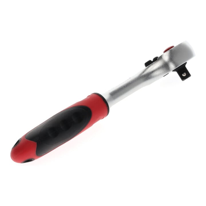 Gedore red Hebel-Umschaltknarre mit ergonomischem 2K-Griff, Druckknopfauslösung, Feinverzahnung mit 72 Zähnen, 1/4 Zoll, Stahlrohr, Rot/Schwarz