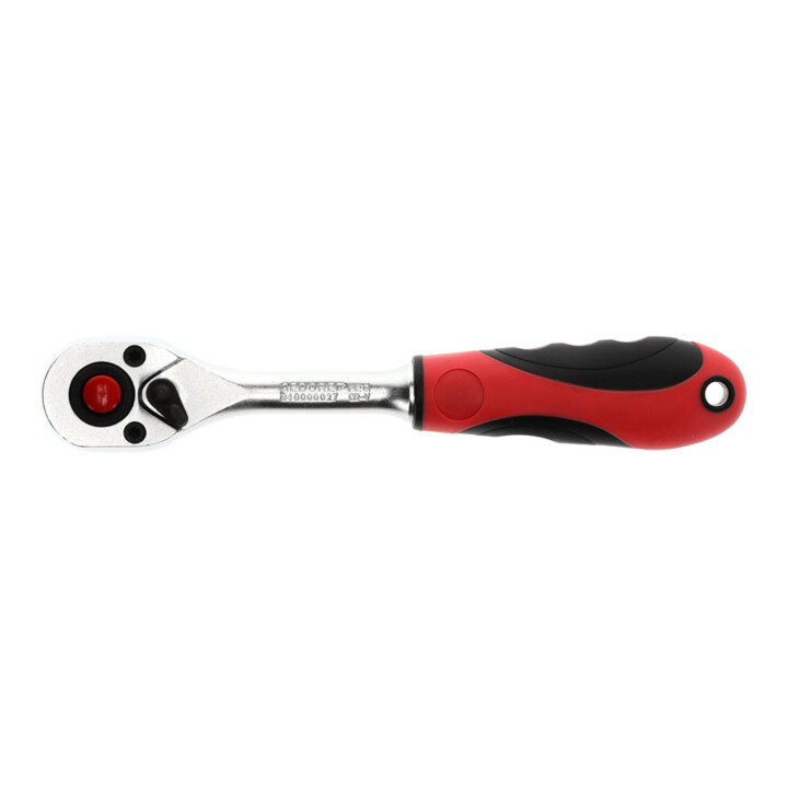 Gedore red Hebel-Umschaltknarre mit ergonomischem 2K-Griff, Druckknopfauslösung, Feinverzahnung mit 72 Zähnen, 1/4 Zoll, Stahlrohr, Rot/Schwarz