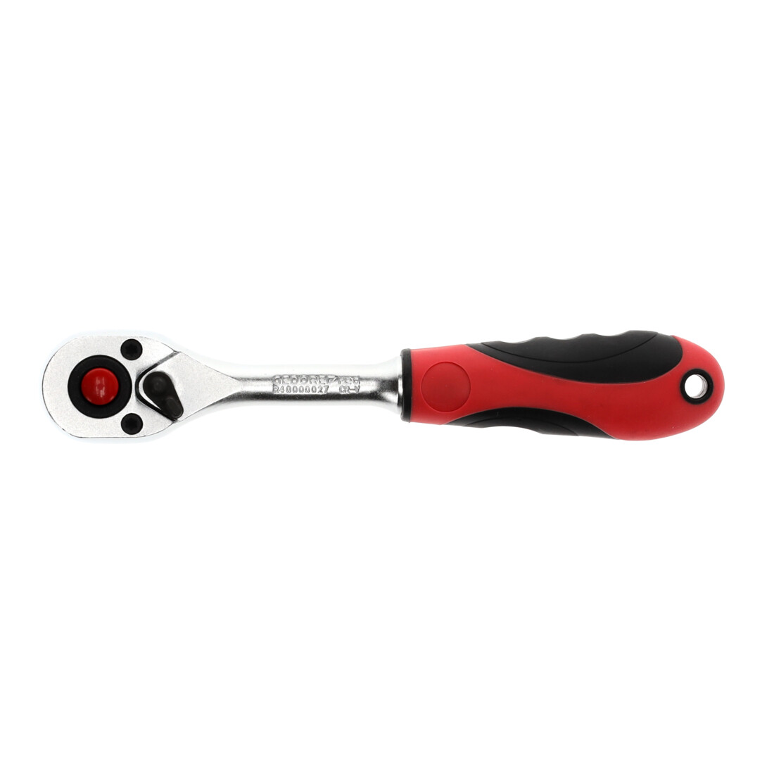 Gedore red Hebel-Umschaltknarre mit ergonomischem 2K-Griff, Druckknopfauslösung, Feinverzahnung mit 72 Zähnen, 1/4 Zoll, Stahlrohr, Rot/Schwarz