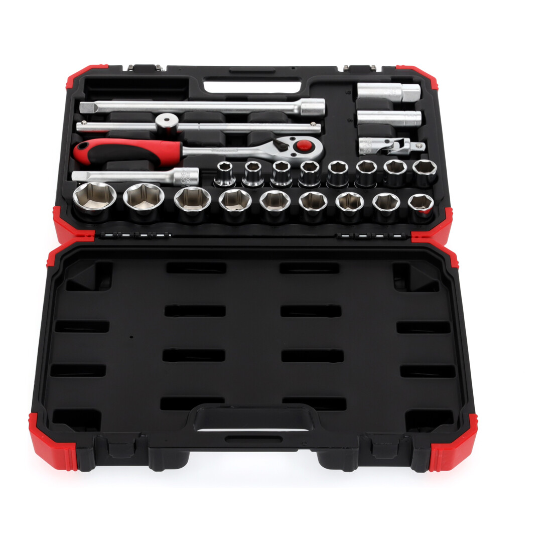 Gedore red Jeu de clés à douille, 24 pièces, avec cliquet réversible, douilles et clé pour bougies, 1/2"