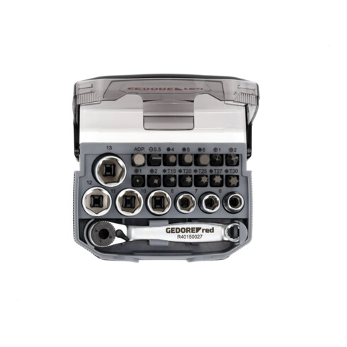 Gedore red Jeu de cliquets à embouts, 23 pièces, avec porte-embouts et embouts de tournevis, 1/4", 6,3 mm, R49005023