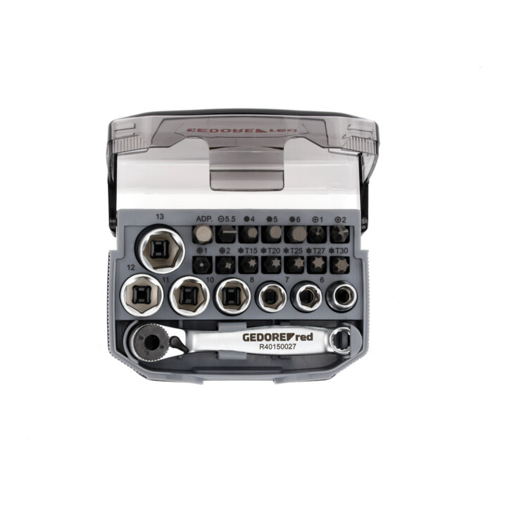 Gedore red Jeu de cliquets à embouts, 23 pièces, avec porte-embouts et embouts de tournevis, 1/4", 6,3 mm, R49005023
