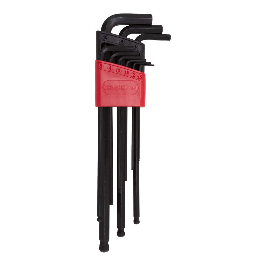 Gedore red Jeu de tournevis d’angle 9 pièces, long, pour vis six pans creux, tête sphérique, SW 1,5-10 mm, R36675009