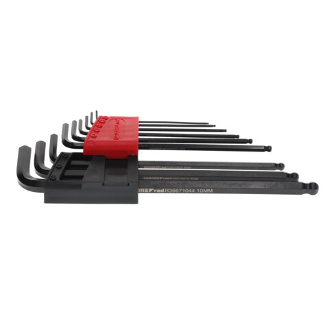Gedore red Jeu de tournevis d’angle 9 pièces, long, pour vis six pans creux, tête sphérique, SW 1,5-10 mm, R36675009
