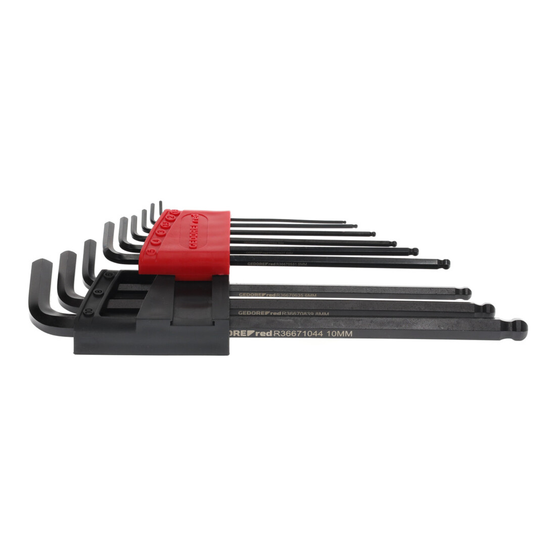 Gedore red Jeu de tournevis d’angle 9 pièces, long, pour vis six pans creux, tête sphérique, SW 1,5-10 mm, R36675009
