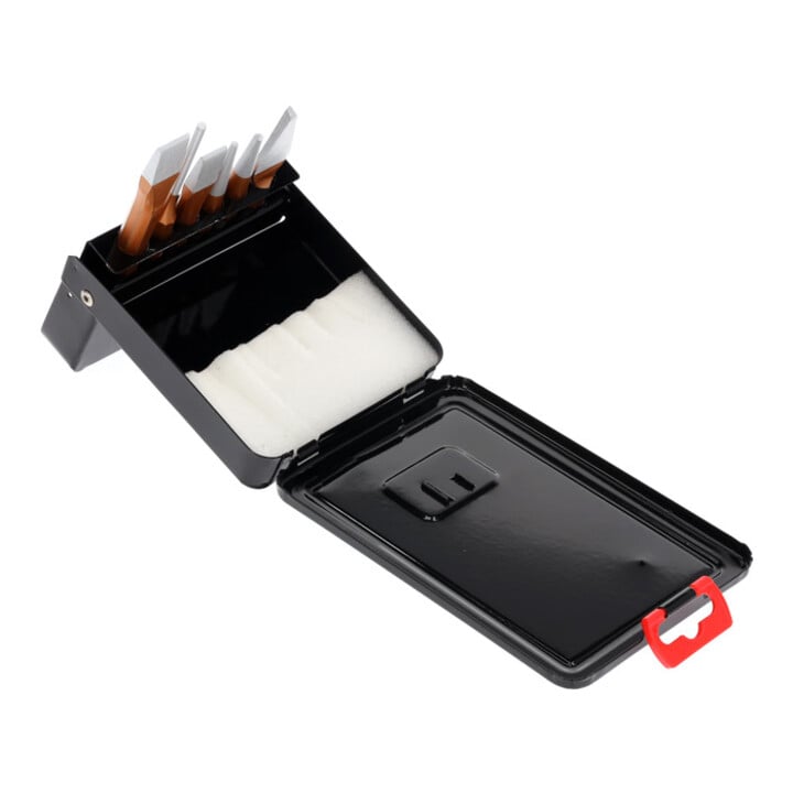 Gedore red Jeu d’outils, ensemble d’outils à frapper, 6 pièces, rempli, en cassette métallique, burin, pointe à tracer, chasse-goupille, R90000006