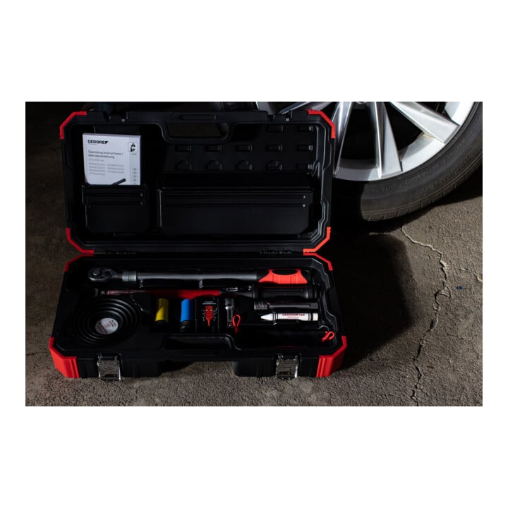 Gedore red Kit de montage de roue, kit 11 pièces, rempli, outillage pour bricoleurs automobiles, dans un coffret plastique, R68903011