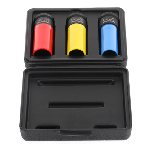 Gedore red Kraftschroevendraaier-dopsleutelset met beschermhulzen, 3-dlg., 17/19/21 mm, dieptestop, met kleurcodering, chroom-molybdeenstaal