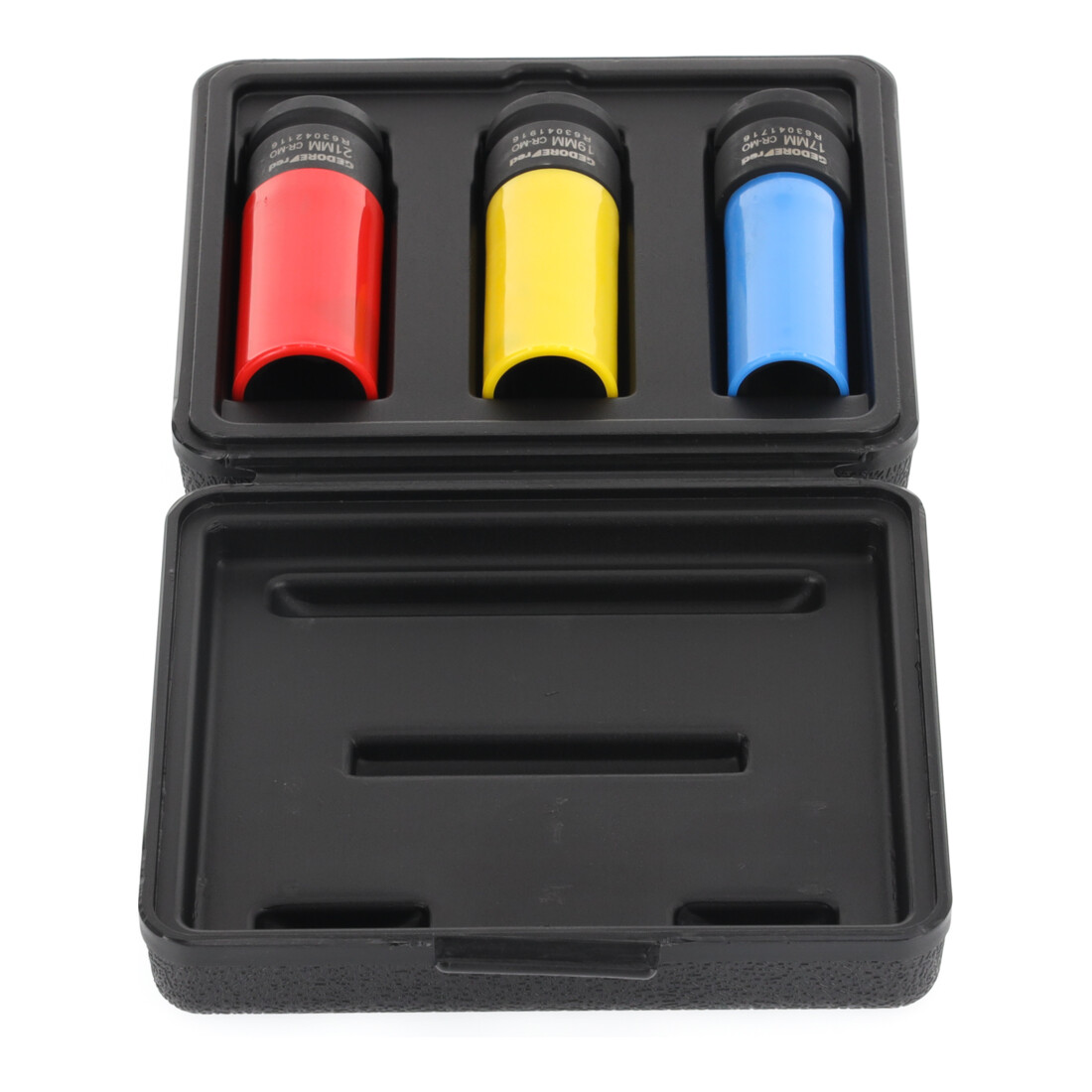 Gedore red Kraftschroevendraaier-dopsleutelset met beschermhulzen, 3-dlg., 17/19/21 mm, dieptestop, met kleurcodering, chroom-molybdeenstaal