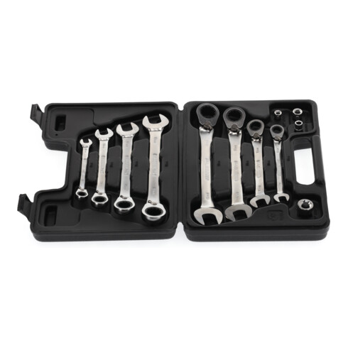 Gedore red Maul-Ringratschenschlüssel-Satz, umschaltbar, inkl. Adapter, Set 12-tlg, SW 8-19 mm, abgewinkelt, R07203012