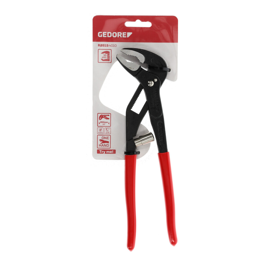 Gedore red Pince multiprise pour pompe à eau, ouverture jusqu’à 35 mm, réglable, mécanisme automatique à une main, plate, R28154010