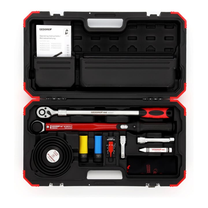 Gedore red Rad-Montage-Set, Set 11-teilig, gefüllt, Werkzeug für KFZ-Handwerker, im Kunststoffkoffer, R68903011
