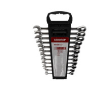 Gedore red Ringratelsleutelset met ringratel, set 12-delig, maat 8-19 mm, plat, steeksleutel, R07105012
