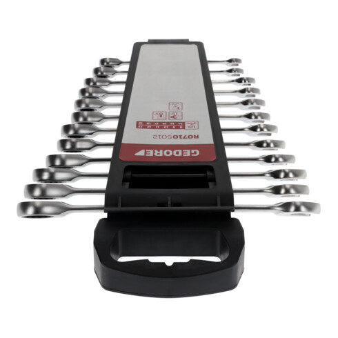 Gedore red Ringratelsleutelset met ringratel, set 12-delig, maat 8-19 mm, plat, steeksleutel, R07105012