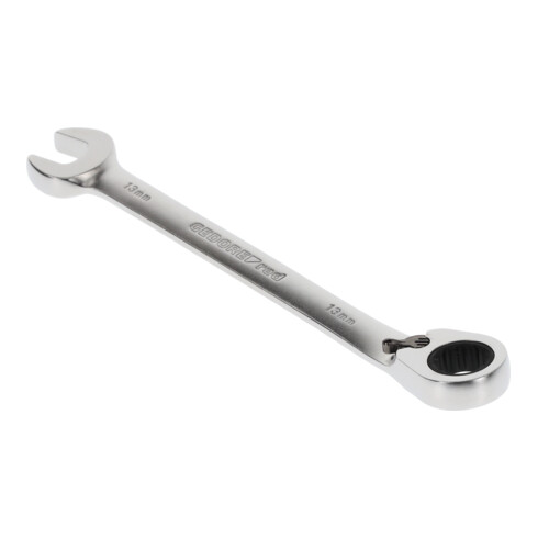 Gedore red Ringratschenmaulschlüssel, umschaltbar, SW 13 mm, abgewinkelt, flach, 12-kant, Schraubenschlüssel, R07200130