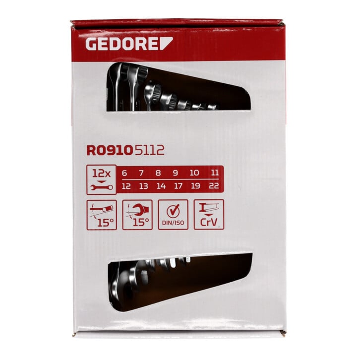 Gedore Red ringsteeksleutel set SW 6-22mm 12dlg