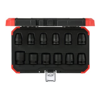 Gedore red Schlagschrauber-Steckschlüssel-Satz, Set 12-tlg, 1/2", 6-kant Nuss, SW 10-24 mm, für KFZ/Auto, R63003012