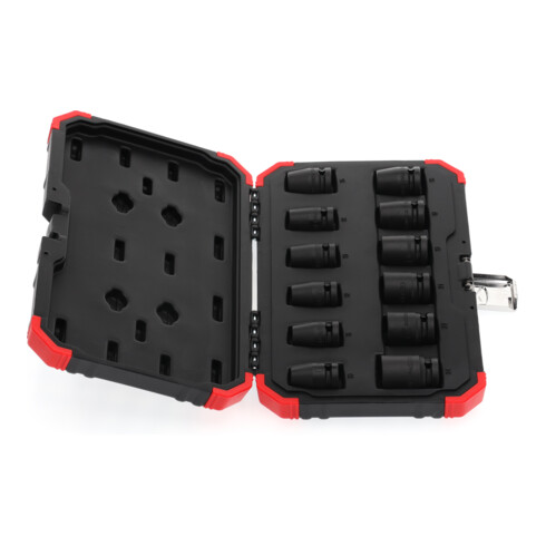 Gedore red Schlagschrauber-Steckschlüssel-Satz, Set 12-tlg, 1/2", 6-kant Nuss, SW 10-24 mm, für KFZ/Auto, R63003012
