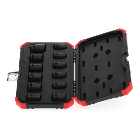 Gedore red Schlagschrauber-Steckschlüssel-Satz, Set 12-tlg, 1/2", 6-kant Nuss, SW 10-24 mm, für KFZ/Auto, R63003012