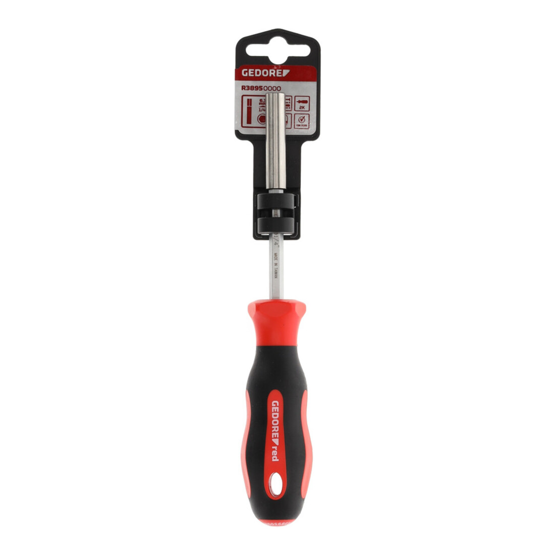 Gedore red Schraubendreher Bithalter magnetisch 1/4'' 6,3 mm 6-kant, Schraubenzieher, 2-Komponenten-Griff, 210 mm, R38950000