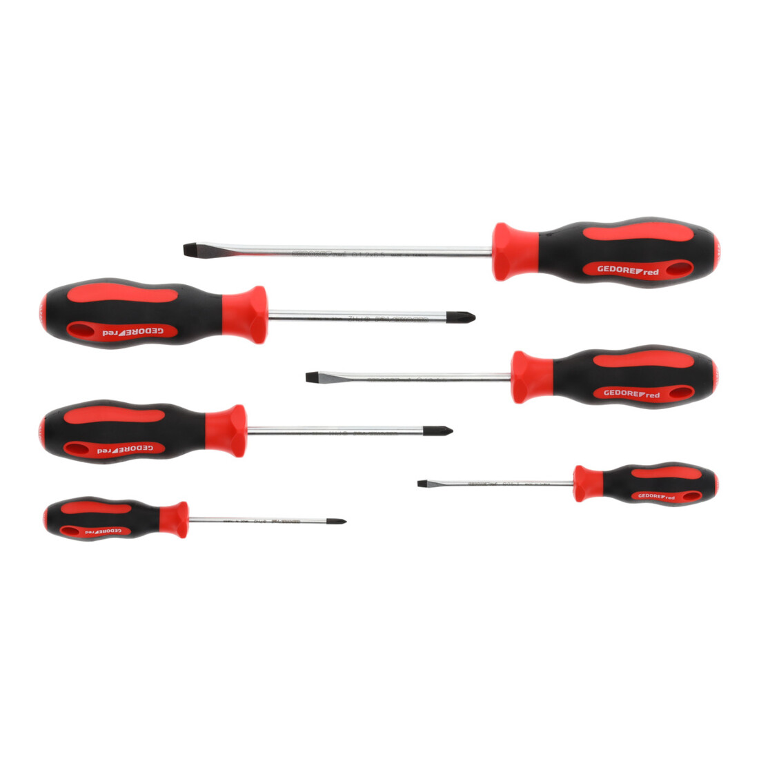 Gedore red Schraubendreher-Set 6-teilig, Schraubenzieher-Satz Schlitz/Kreuzschlitz, 2-Komponenten-Griff, Werkzeug, R38002006