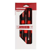 Gedore red Schraubendreher-Set 6-teilig, Schraubenzieher-Satz Schlitz/Kreuzschlitz, 2-Komponenten-Griff, Werkzeug, R38002006-4