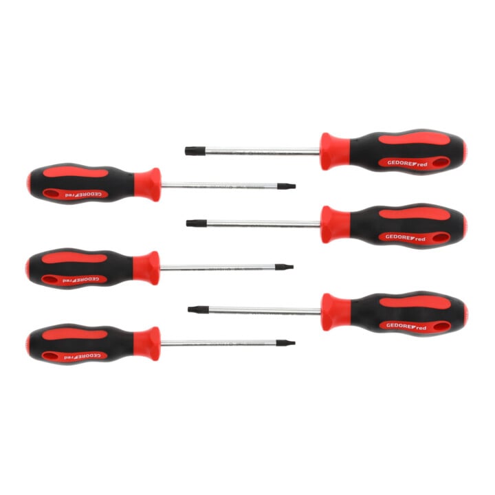Gedore red Schraubendreher-Set 6-teilig, Schraubenzieher-Satz TX, 2-Komponenten-Griff, Stahl, Werkzeug, R38402006