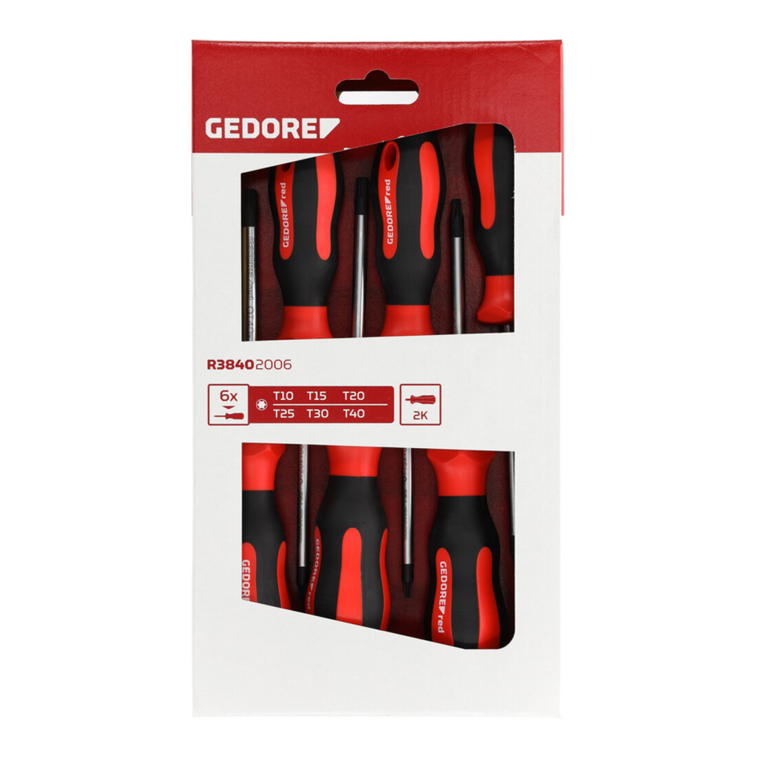 Gedore red Schraubendreher-Set 6-teilig, Schraubenzieher-Satz TX, 2-Komponenten-Griff, Stahl, Werkzeug, R38402006