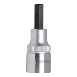 Gedore red Schraubendrehereinsatz Bit 6-kant, SW 9 mm, 1/2'' 12,5 mm, Schraubenziehereinsatz, Werkzeug, R62550910, Stahl