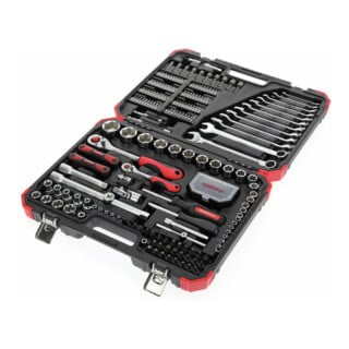Gedore red Set de clés à douille, 232 pièces, entraînement 1/2 1/4 pouce, adaptateur, cliquet, douilles, porte-embouts, embouts, R46003232