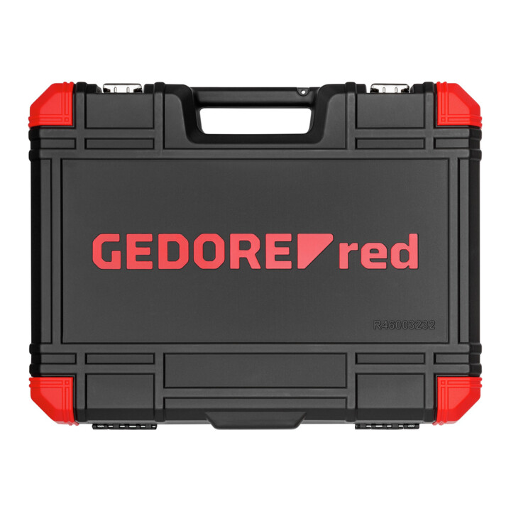 Gedore red Set de clés à douille, 232 pièces, entraînement 1/2 1/4 pouce, adaptateur, cliquet, douilles, porte-embouts, embouts, R46003232