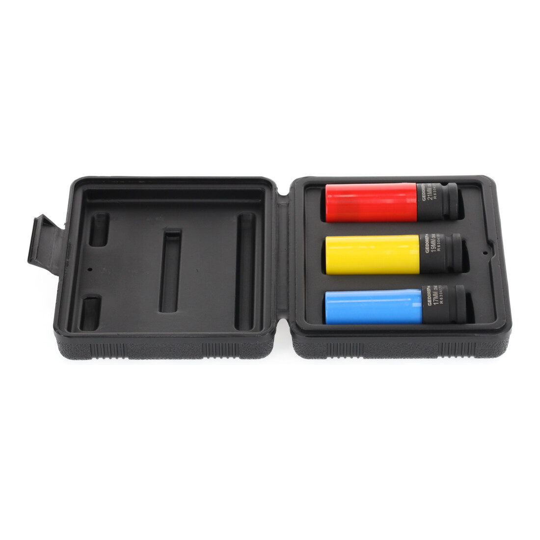Gedore red Set de clés à douille Kraftschrauber avec douilles de protection, 3 pièces, 17/19/21 mm, butée de profondeur, avec codage couleur, acier chrome-molybdène