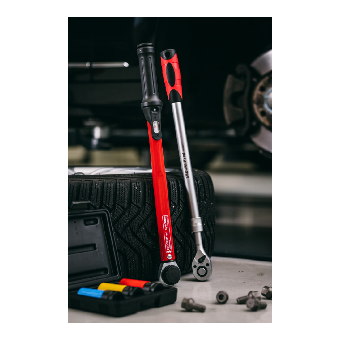 Gedore red Set de clés à douille Kraftschrauber avec douilles de protection, 3 pièces, 17/19/21 mm, butée de profondeur, avec codage couleur, acier chrome-molybdène
