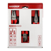 Gedore red Set de pinces, ensemble d’outils avec pince combinée/pince coupante/pince plate ronde, R28002003-4
